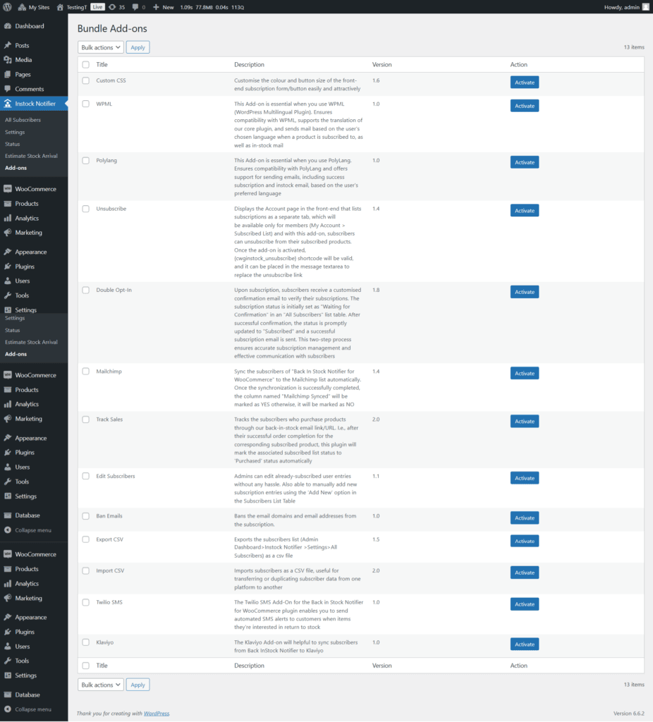 Bundle add ons back in stock notifier for woocommerce